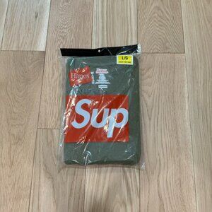 SUPREME X Hanes Tagless T-Shirts Olive Green (2-Pack) LARGE